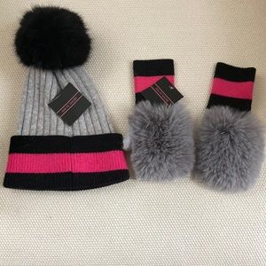 Haute Shore Crosstown Pom Hat & Fluff Fingerless Gloves